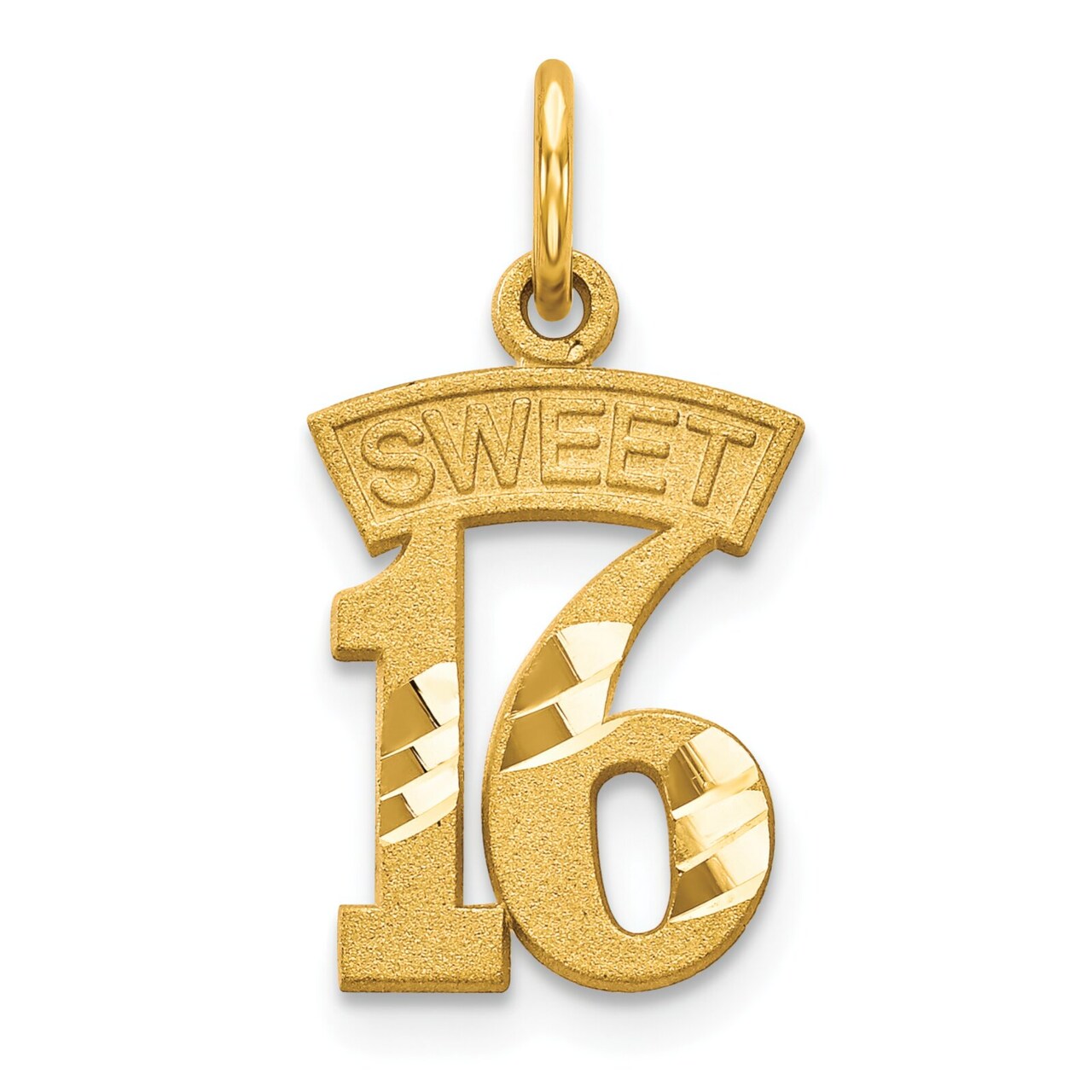 10K Gold Sweet 16 Charm Happy Birthday FindingKing 20 X 11mm Jewerly